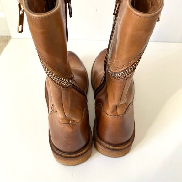 Vintage Foundry Co Regine Brown Leather Zipper Boots size 7.5 - Picture 6 of 10